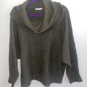 Staccato cowl neck sweater, olive green/gray color, size large